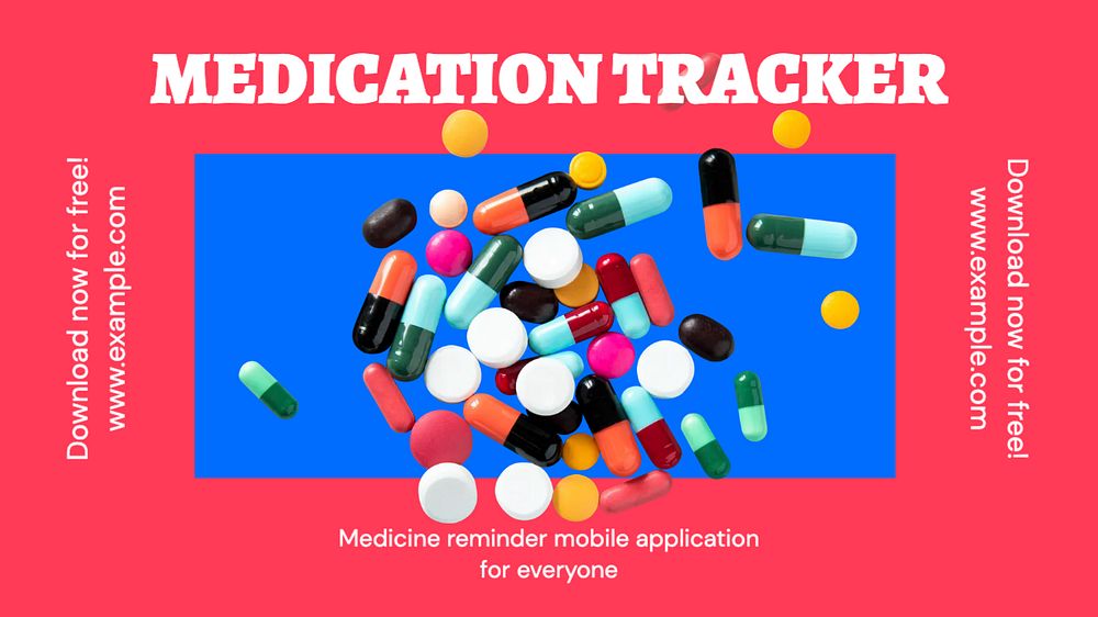 Medication tracker blog banner template, funky editable design