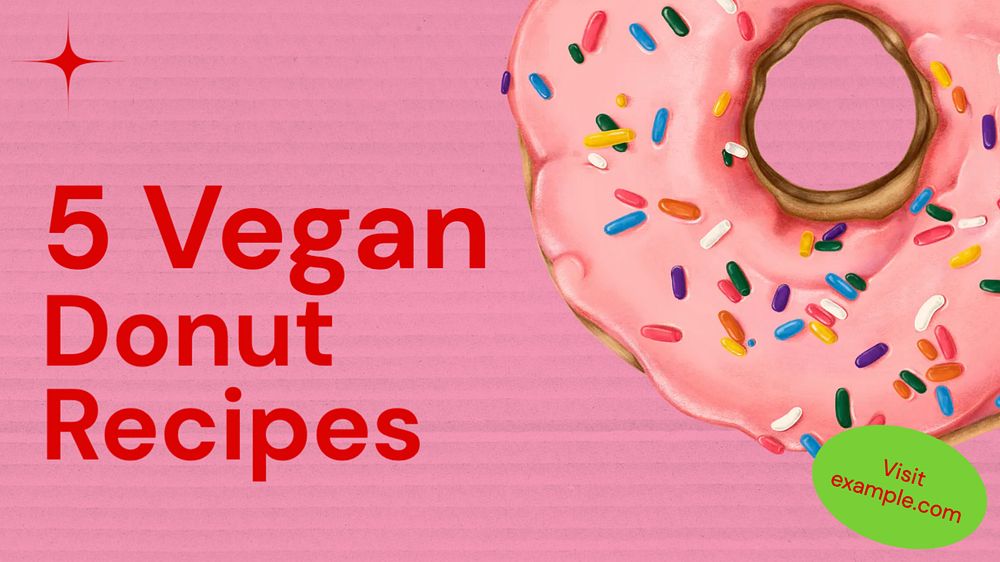 Vegan donut recipes blog banner template, funky editable design