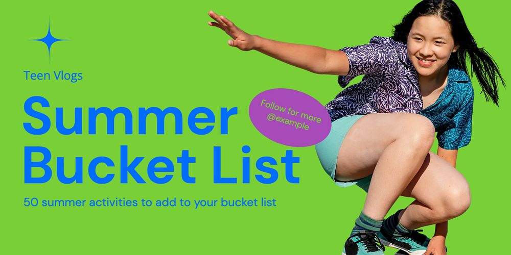 Summer bucket list Twitter ad template, editable text & design