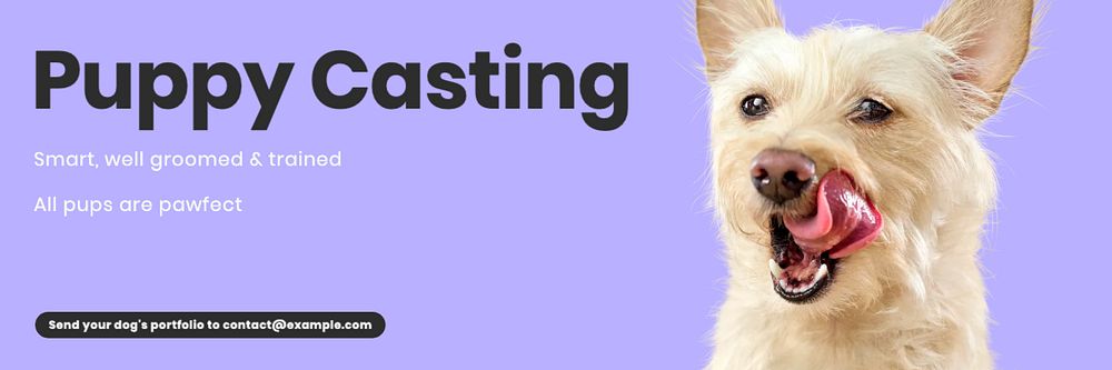 Puppy casting email header template, editable text and design