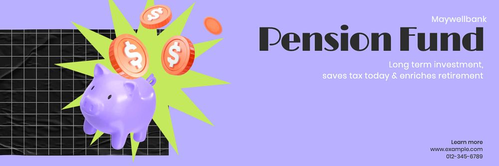 Pension fund email header template, editable text and design