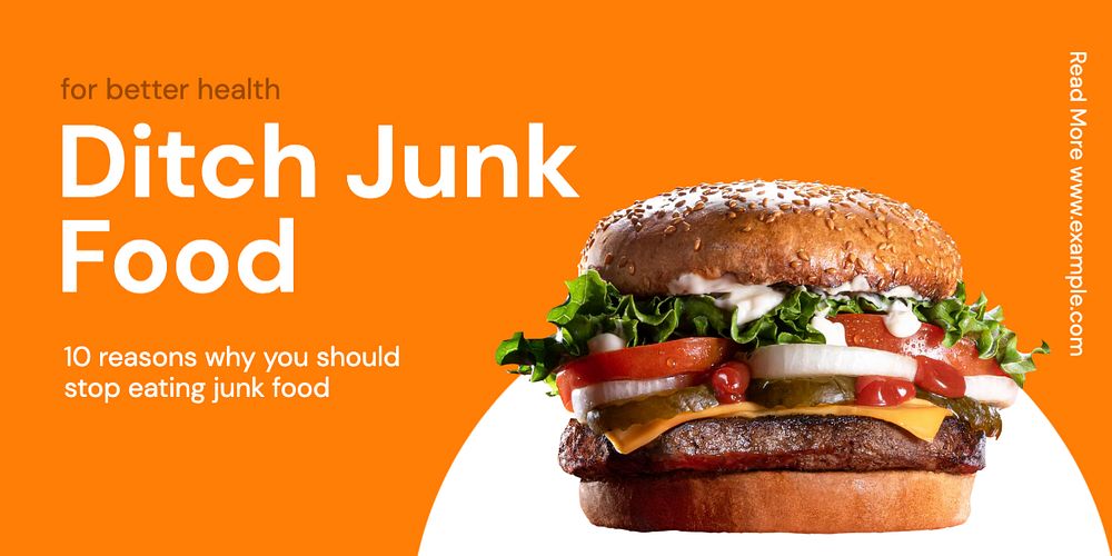 Ditch junk food Twitter ad template, editable text & design