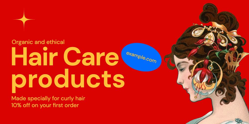 Hair care products Twitter ad template, editable text & design