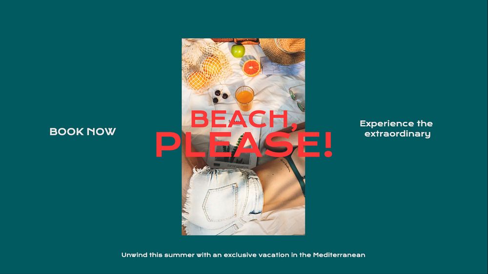 Beach please blog banner template, editable text & design