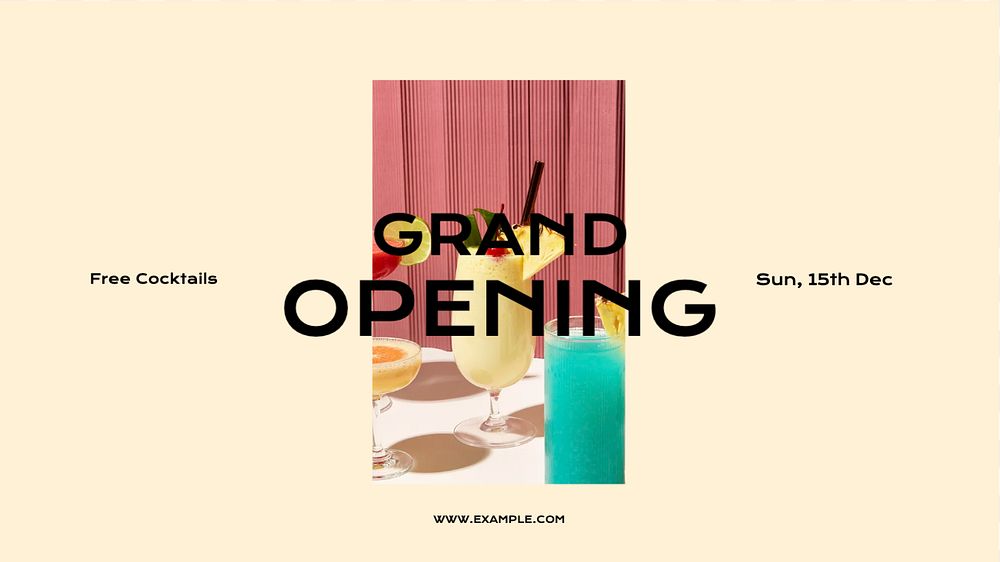 Grand opening blog banner template, editable text & design