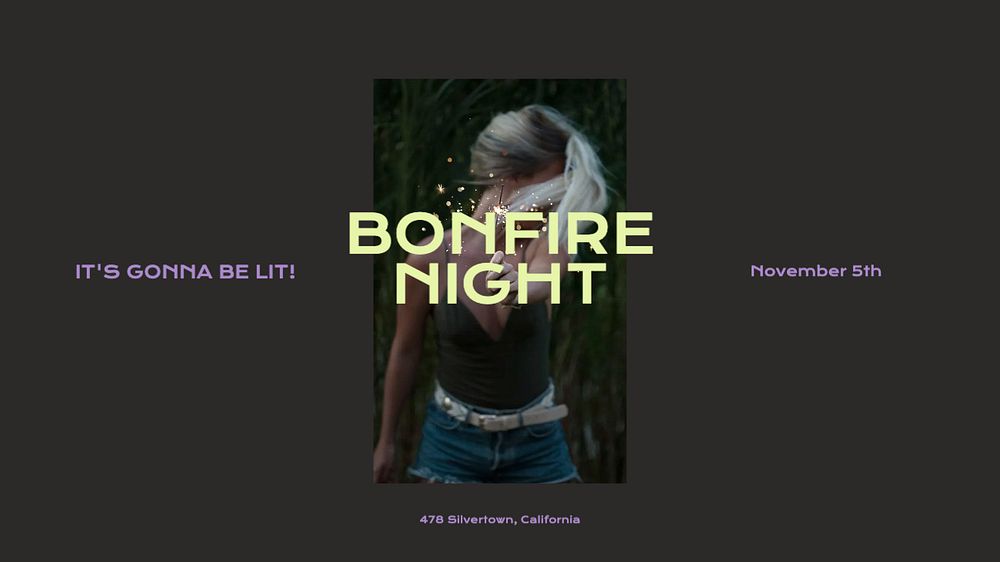 Bonfire night blog banner template, editable text & design