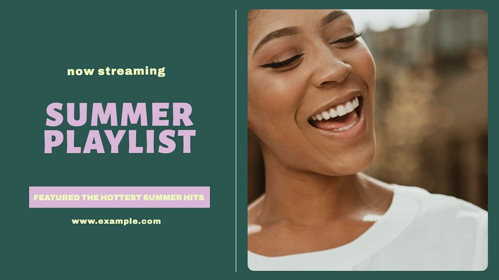 Summer playlist blog banner template, editable text & design