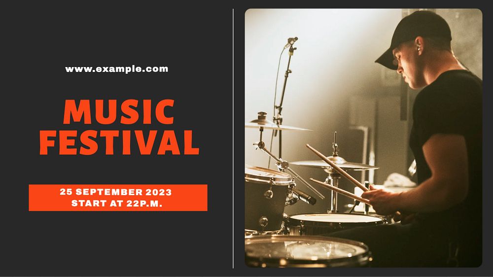 Music festival blog banner template, editable text & design