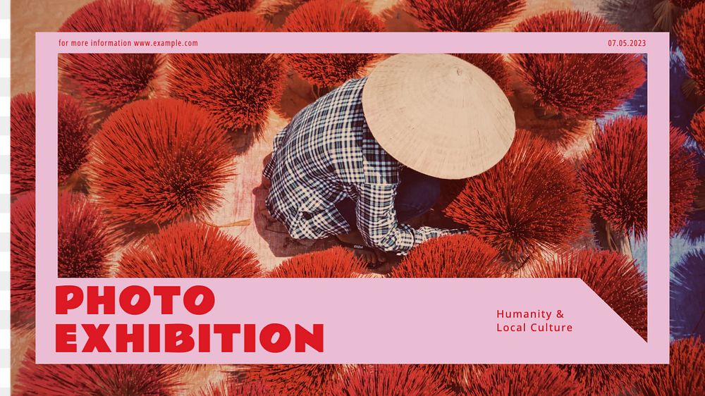 Photo exhibition blog banner template, editable text & design