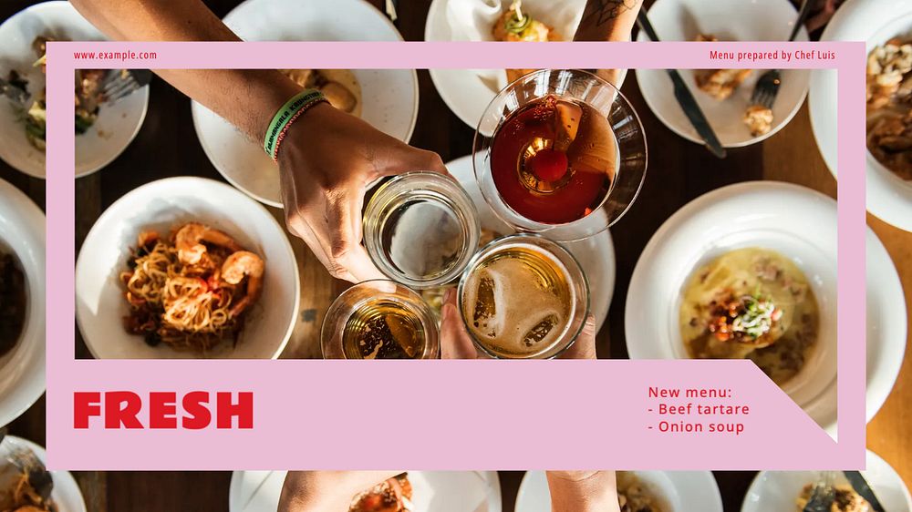 Fresh menu blog banner template, editable text & design