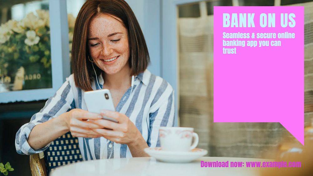 Banking ads blog banner template, editable text & design