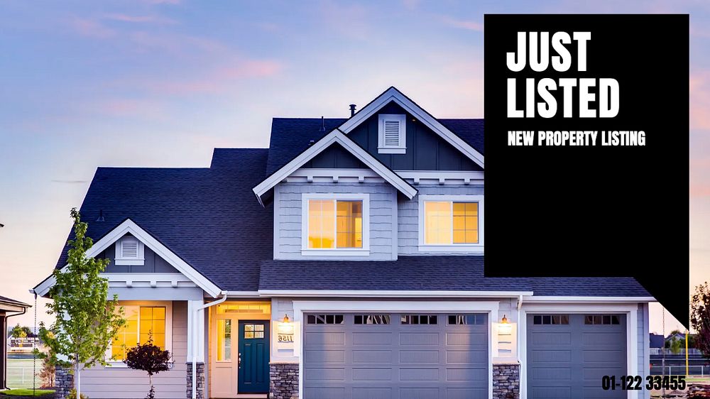 Property listing blog banner template, editable text & design