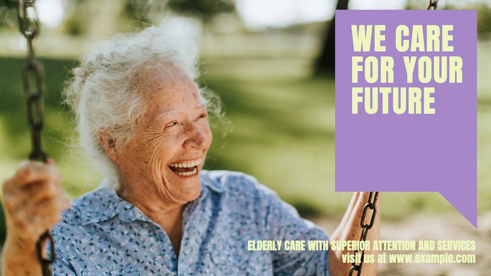 Elderly care blog banner template, editable text & design