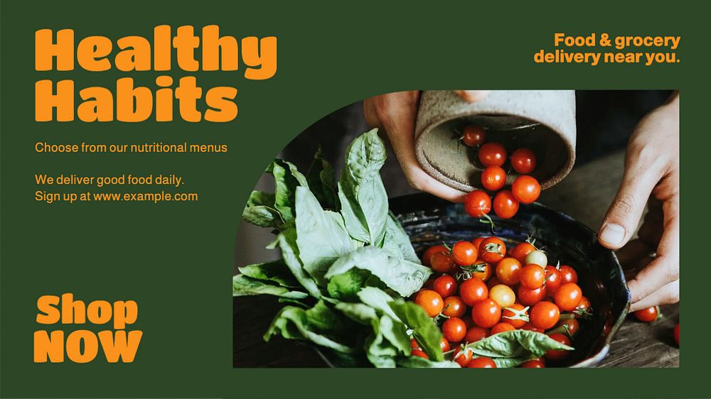 Healthy habits blog banner template, editable text & design