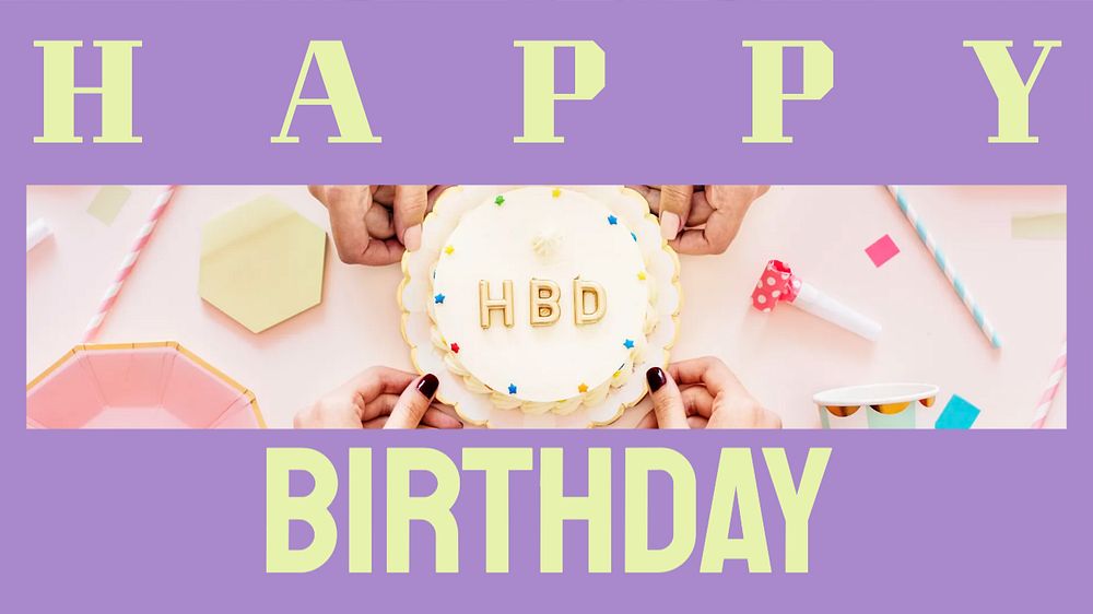 Happy birthday blog banner template, editable text & design