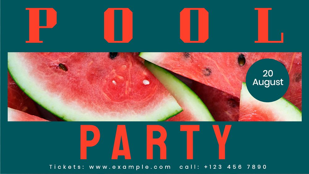 Pool party blog banner template, editable text & design