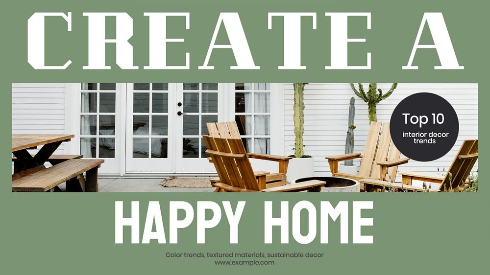 Happy home blog banner template, editable text & design