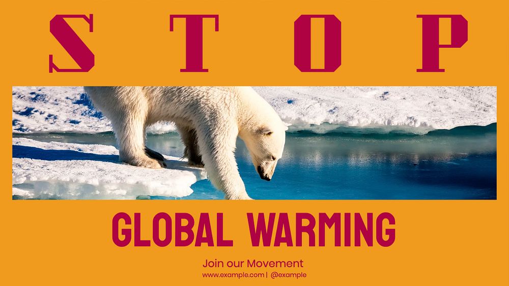 Global warming blog banner template, editable text & design