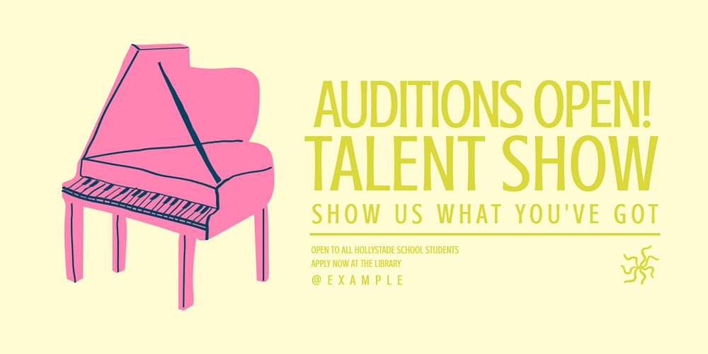 Talent show Twitter ad template, editable text