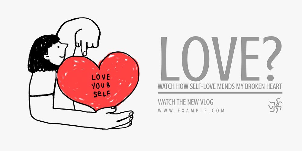 Self love vlog Twitter ad template, editable text