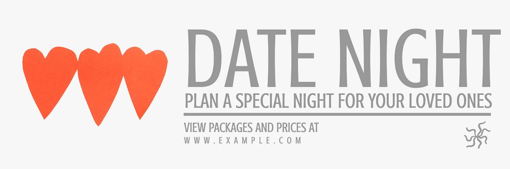 Date night email header template, editable text & design