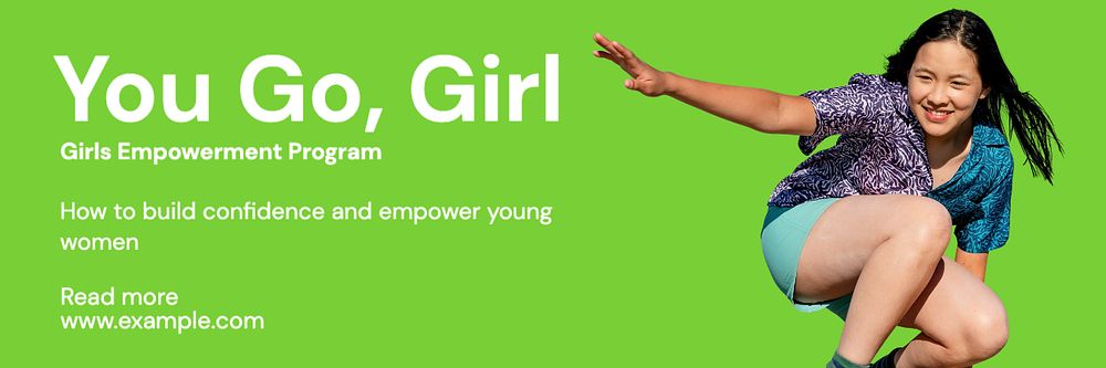 Girl empowering email header template, customizable design