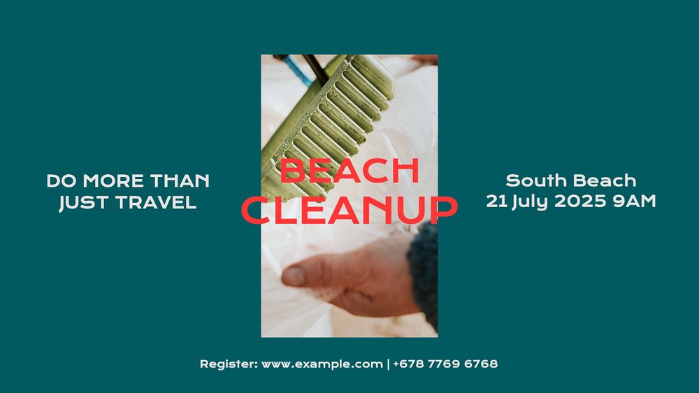 Beach cleanup blog banner template, editable text & design