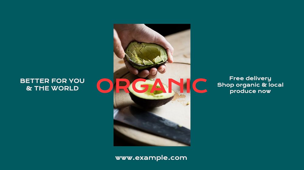 Organic produce blog banner template, editable text & design