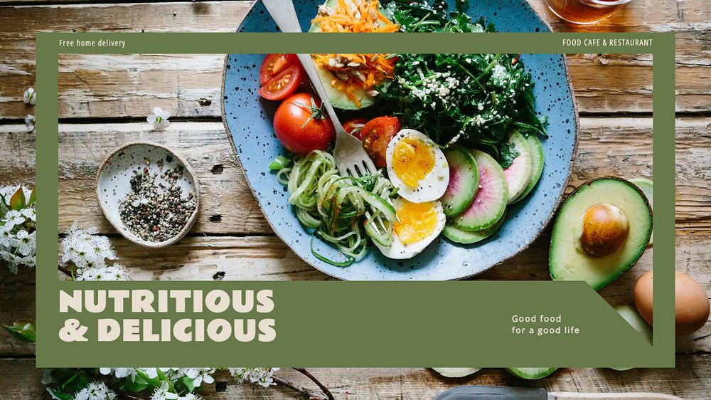 Food ad blog banner template, editable text & design