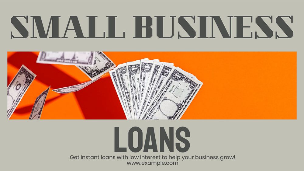 Small business loans blog banner template, editable text & design