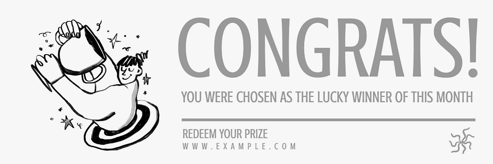 Congratulations winner email header template, editable text & design