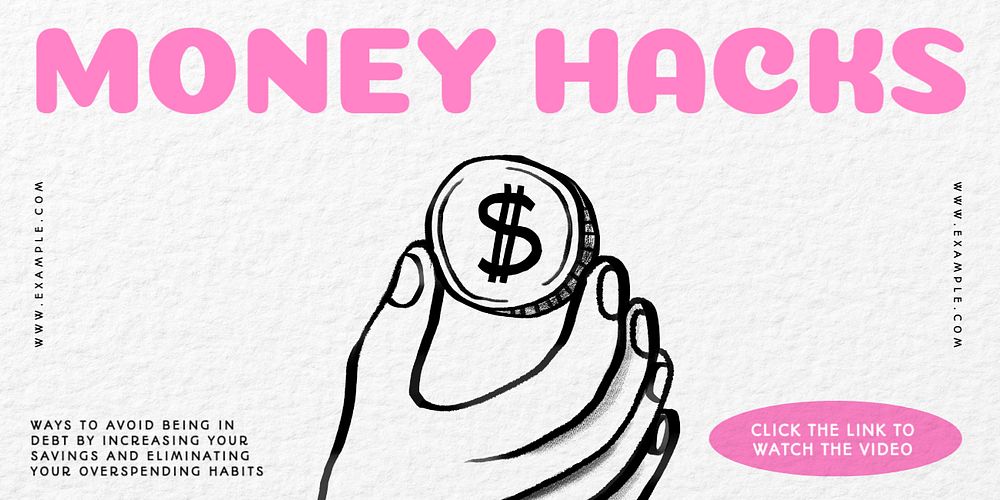 Money hacks Twitter ad template, editable text