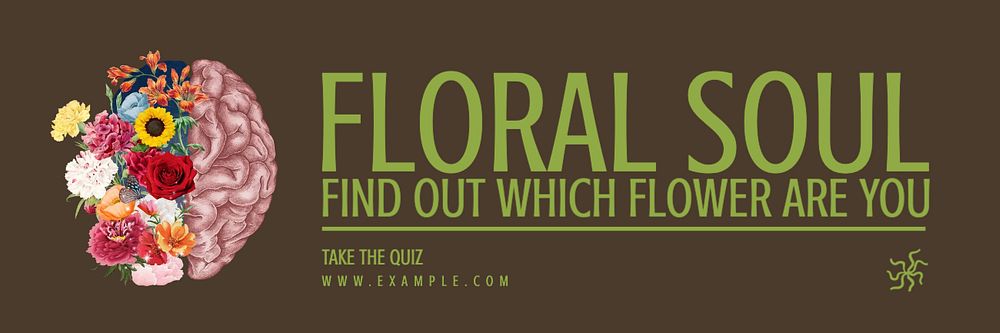 Floral soul quiz email header template, editable text & design