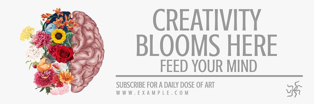 Creativity blooms here email header template, editable text & design