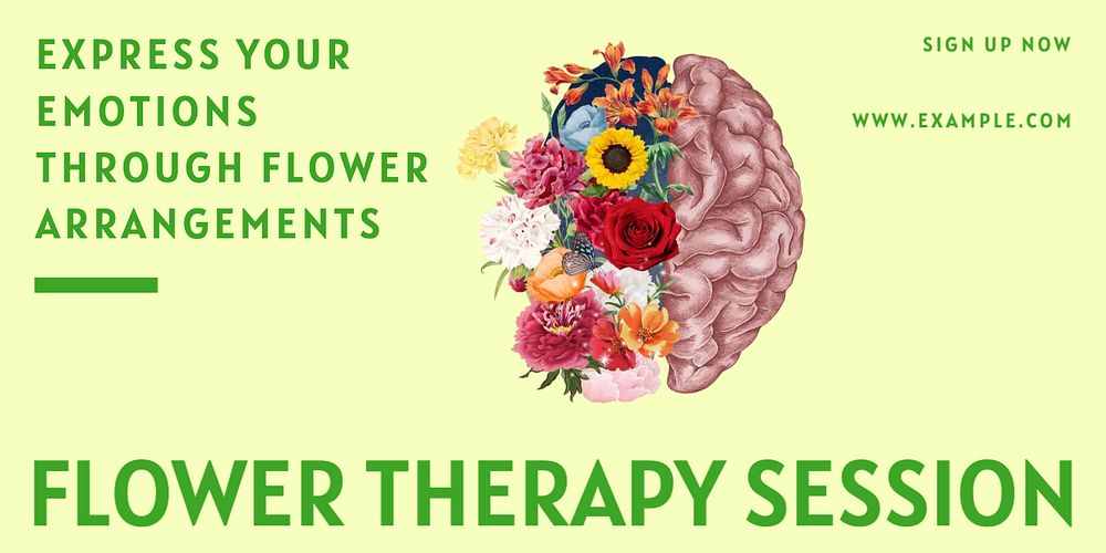 Flower therapy session Twitter ad template, editable text