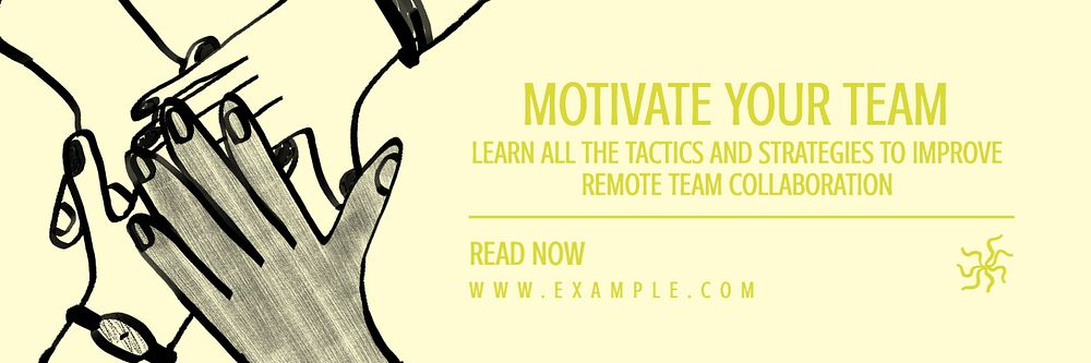 Team collaboration tactics email header template, editable text & design