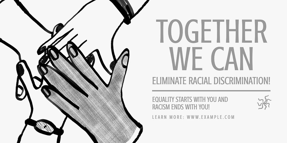 Eliminate racial discrimination Twitter ad template, editable text