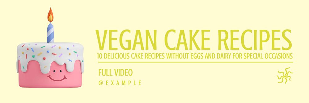 Vegan cake recipe email header template, editable text & design