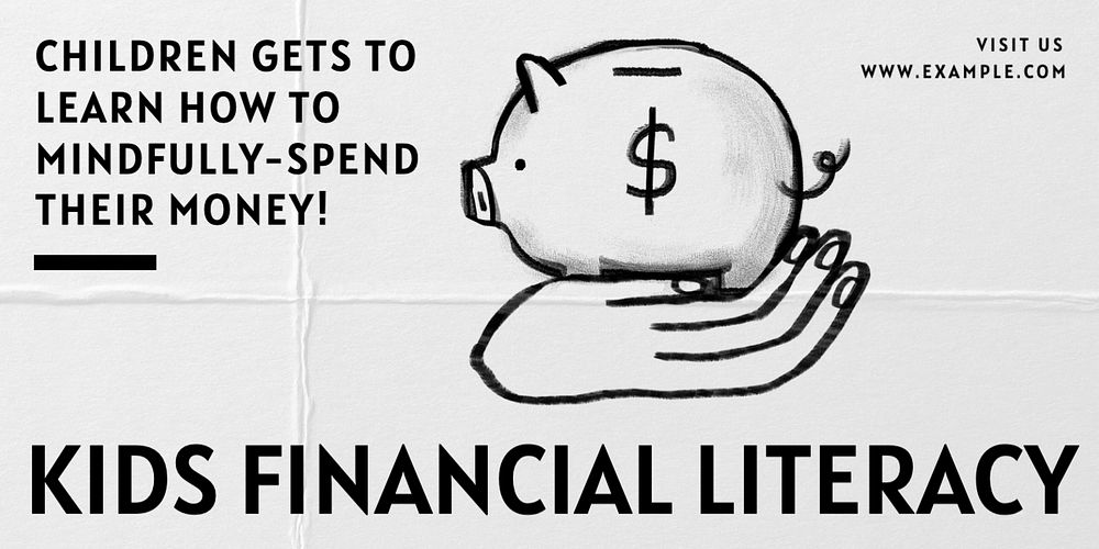 Kids financial literacy Twitter ad template, editable text