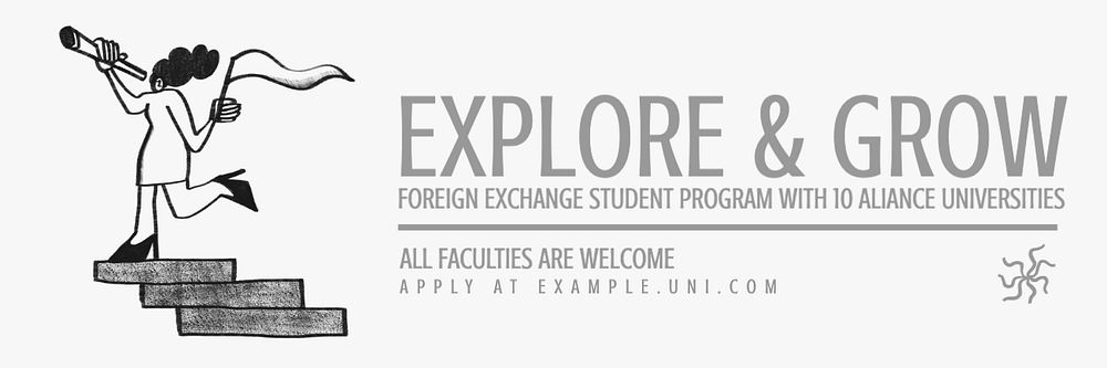 Foreign exchange student email header template, editable text & design