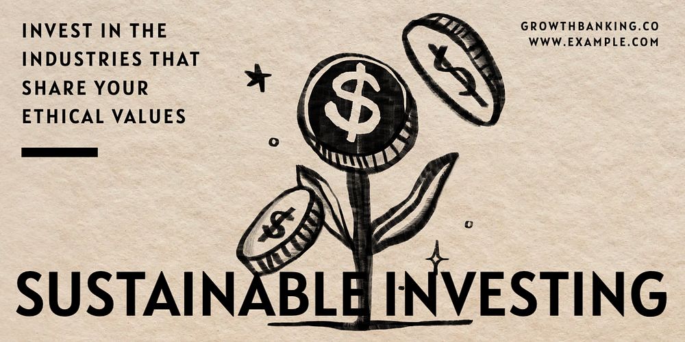 Sustainable investing Twitter ad template, editable text