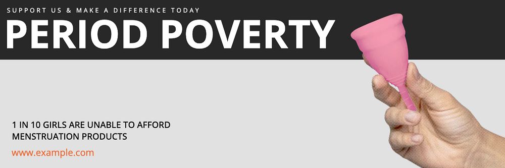 Period poverty Twitter header template, customizable design