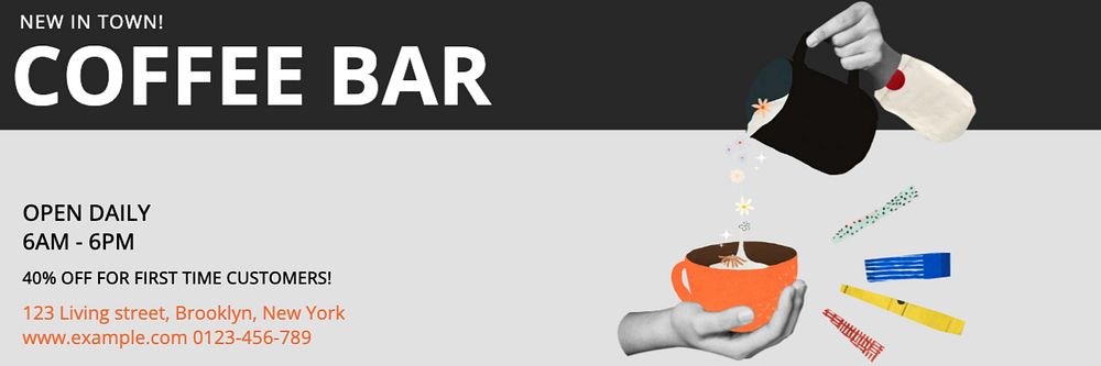 Coffee cafe Twitter header template, customizable design