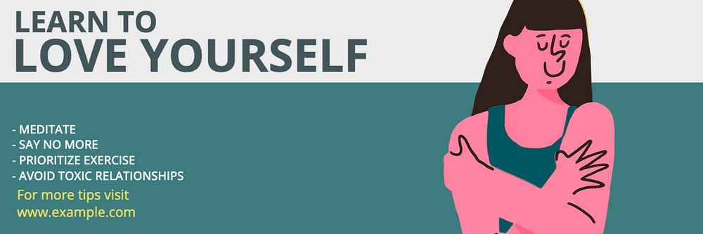 Love yourself Twitter header template, customizable design