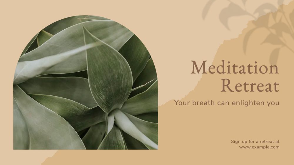 Meditation retreat blog banner template, editable text & design