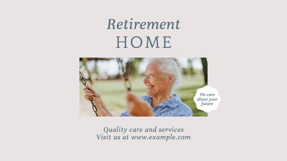 Retirement home blog banner template, editable text & design