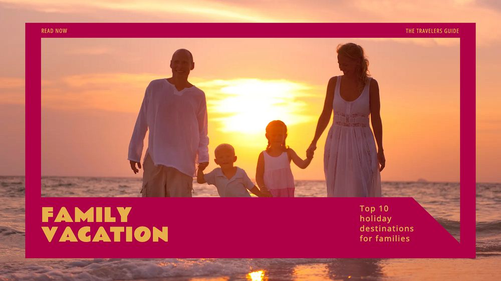 Family vacation blog banner template, editable text & design