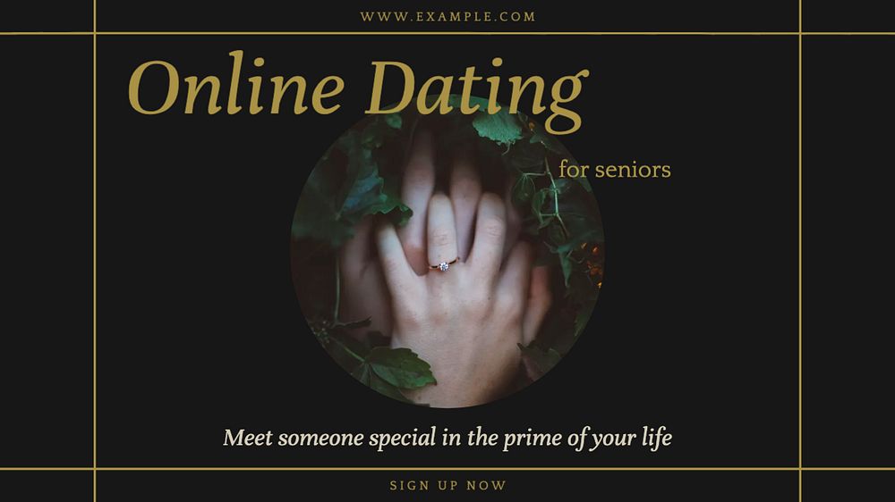 Senior online dating blog banner template, editable text & design