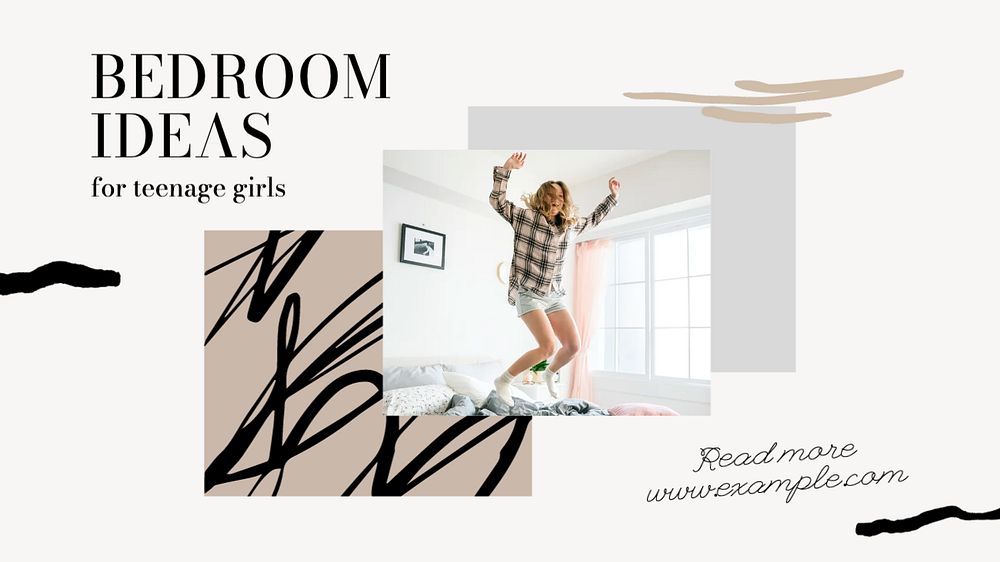 Bedroom ideas blog banner template, editable text & design