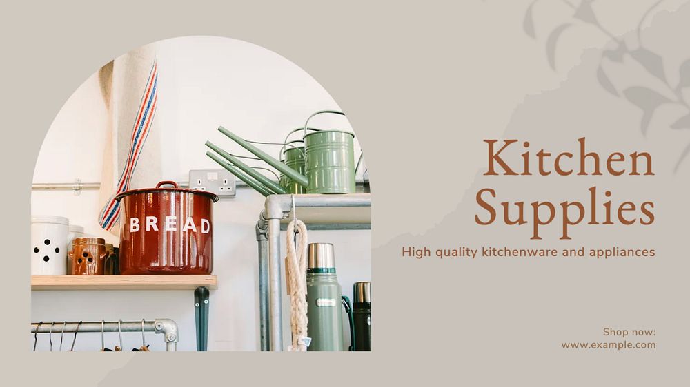 Kitchen supplies blog banner template, editable text & design